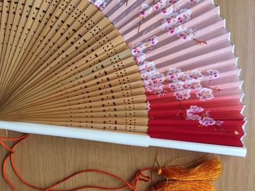 Exquisite antique silk Japanese fan